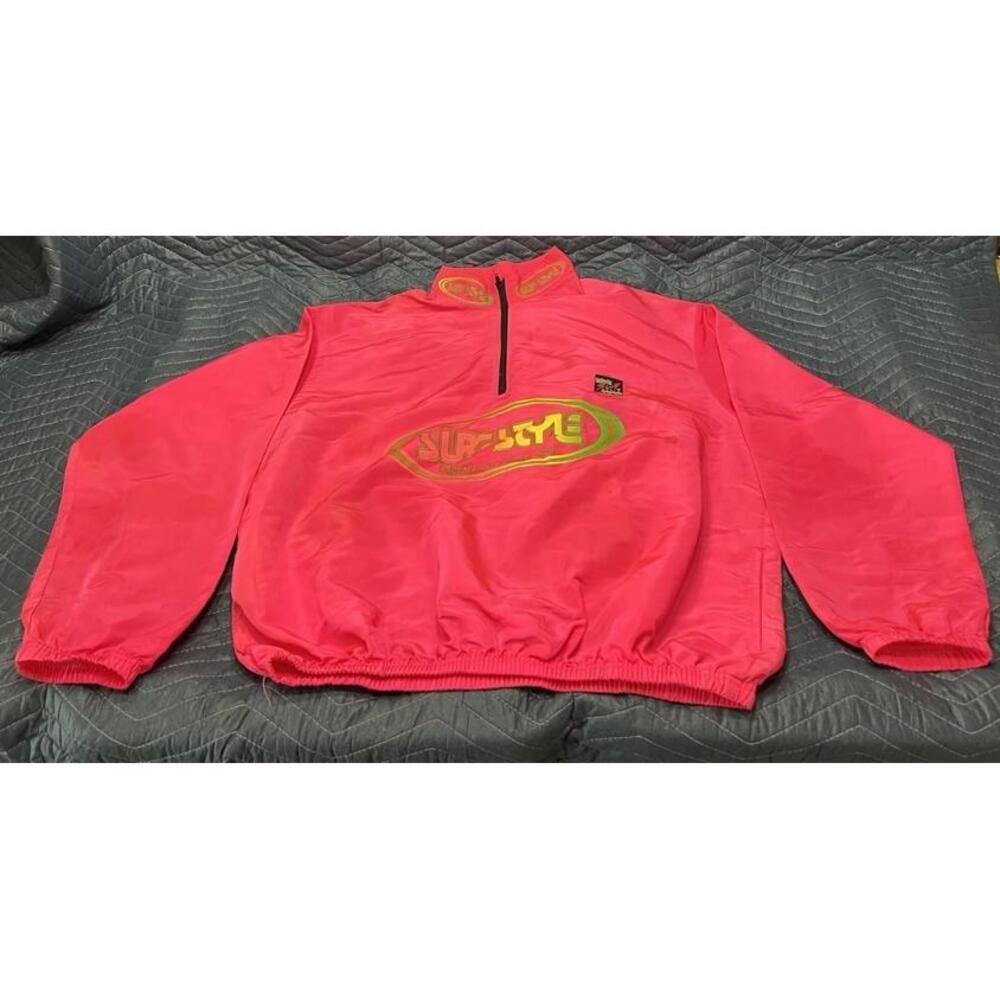 Vintage Surf Style Interplanetary Body Gear Neon Pink Pullover Jacket USA